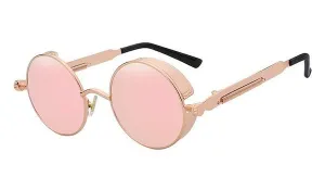 Classy Men Rose Gold Round Vintage Sunglasses